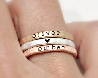 Stackable Ring | Stacking Name Rings | Gift for Mom | Mother's Day Gift | Personalized Name Rings | Personalized Jewelry | Going Golden