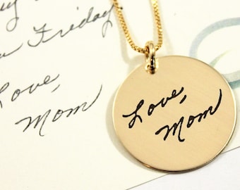 Custom Handwriting Necklace | Handwriting Signature Necklace | Remembrance Memorial Necklace | Silver | Rose Gold | Yellow Gold