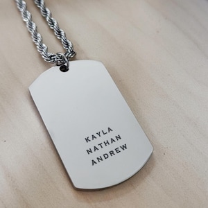 Men's Personalized Stainless Steel Dog Tag Necklace - Custom Engraved Name Pendant