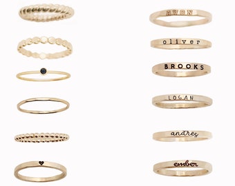 Design your own ring set - stacking rings - stackable rings - build a ring set - personalized name rings - stacked name rings - gift for her