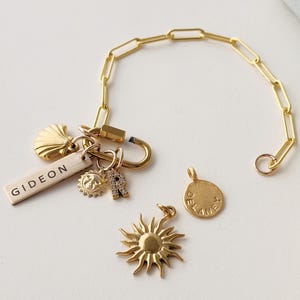 Custom Charm Bracelet with Names & Initials - Personalized Summer Vacation Bracelet with Dates - Handmade Name Charm Jewelry Gift