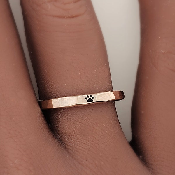 Pawprint Ring | Dog Ring | Cat Ring | Ring with Pawprint | Dog's Name Jewelry | Paw Print Ring