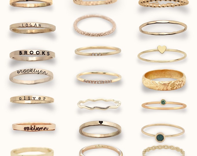 Stackable Rings Engraved Stackable Rings - Etsy