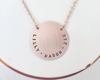 Rose Gold Name Necklace | Round Name Necklace | Personalized Rose Gold Name Necklace | Pink Gold Name Necklace | Necklace with Names