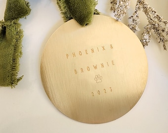 Personalized Ornament | Modern Brushed Brass Ornament | Personalized Engraved Holiday Ornament | Pet Ornament | New Baby