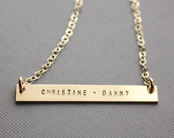 Mother's Day Gift | Personalized Gold Bar Necklace | Minimalist Gold Necklace | Gift for Her | Personalized Jewelry | Birthday Jewelry