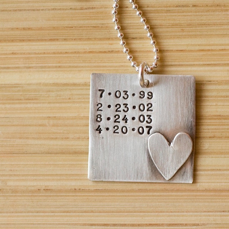 Special Dates Jewelry Birthday Necklace Sterling silver birthdate necklace Tagyoureitjewelry Personalized Dates Necklace