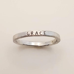 Stackable Name Ring | Silver rings | Mother&#39;s Ring | Personalized Ring | Skinny Name Ring | Gift for Teen | Gift for Her