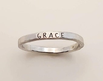 Stackable Name Ring | Silver rings | Mother's Ring | Personalized Ring | Skinny Name Ring | Gift for Teen | Gift for Her