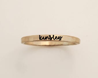 Personalized Stacking Name Ring | Fine Silver, Gold Filled, Stackable Name Ring | Mom, Daughter, Gift for Her | Custom Mom Ring
