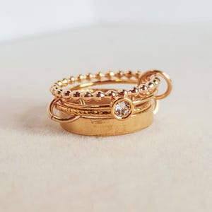 14K Gold Filled Stacking Ring Set | Beaded, Gemstone, Sparkle Bands | Mother's Day Gift