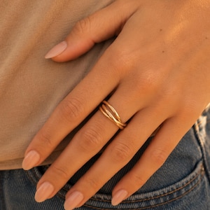 Stacking Fidget Ring, Gold Filled Interlocking Bands for Modern Stress Relief