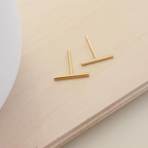 Bar Earrings | Trending Gold Earrings | Small Bar Studs | Going Golden Earrings | Gold Studs | Line Earrings