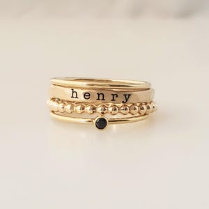 Stackable Name Rings, 14K Gold Filled Wire With Custom Engraving