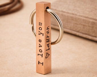 Personalized Dad Keyring, Copper Bar with Kids' Names, Hand-Stamped Custom Gift for Fathers Day, Anniversary, Husband, Grandpa, Men