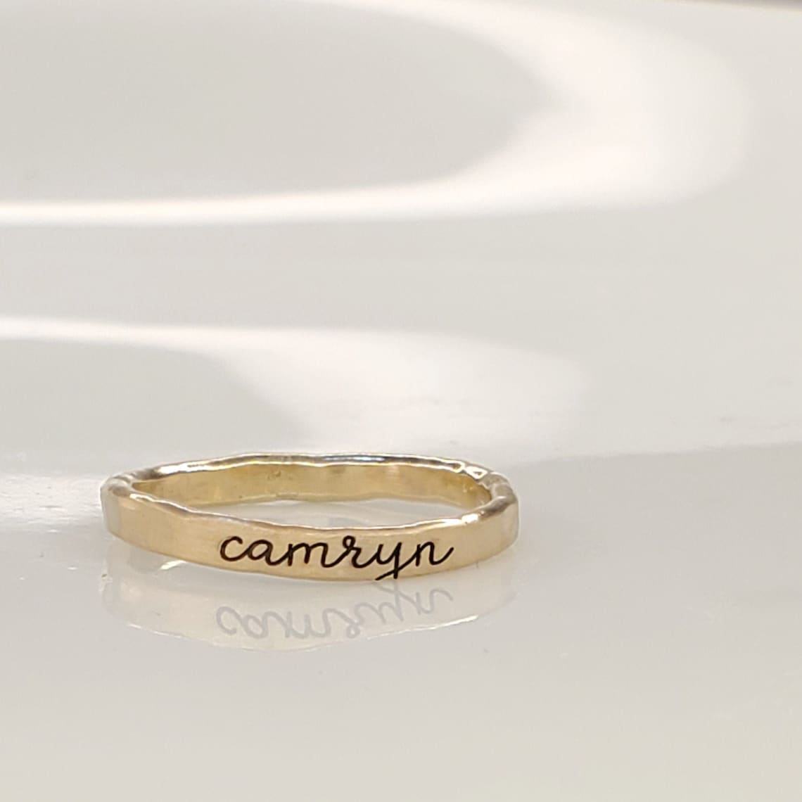 Gold Cursive Name Ring Stackable Cursive Ring Cursive Name | Etsy