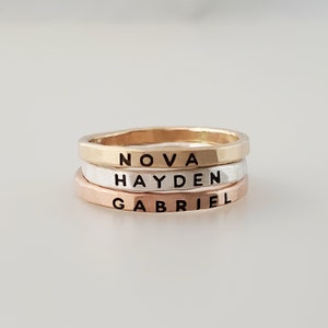 Stacking Ring with Names | Baby Name Ring | Mother's Day Gift | Stacked Ring Set | Gift for Mom | Stackable Rings | Girlfriend Gift