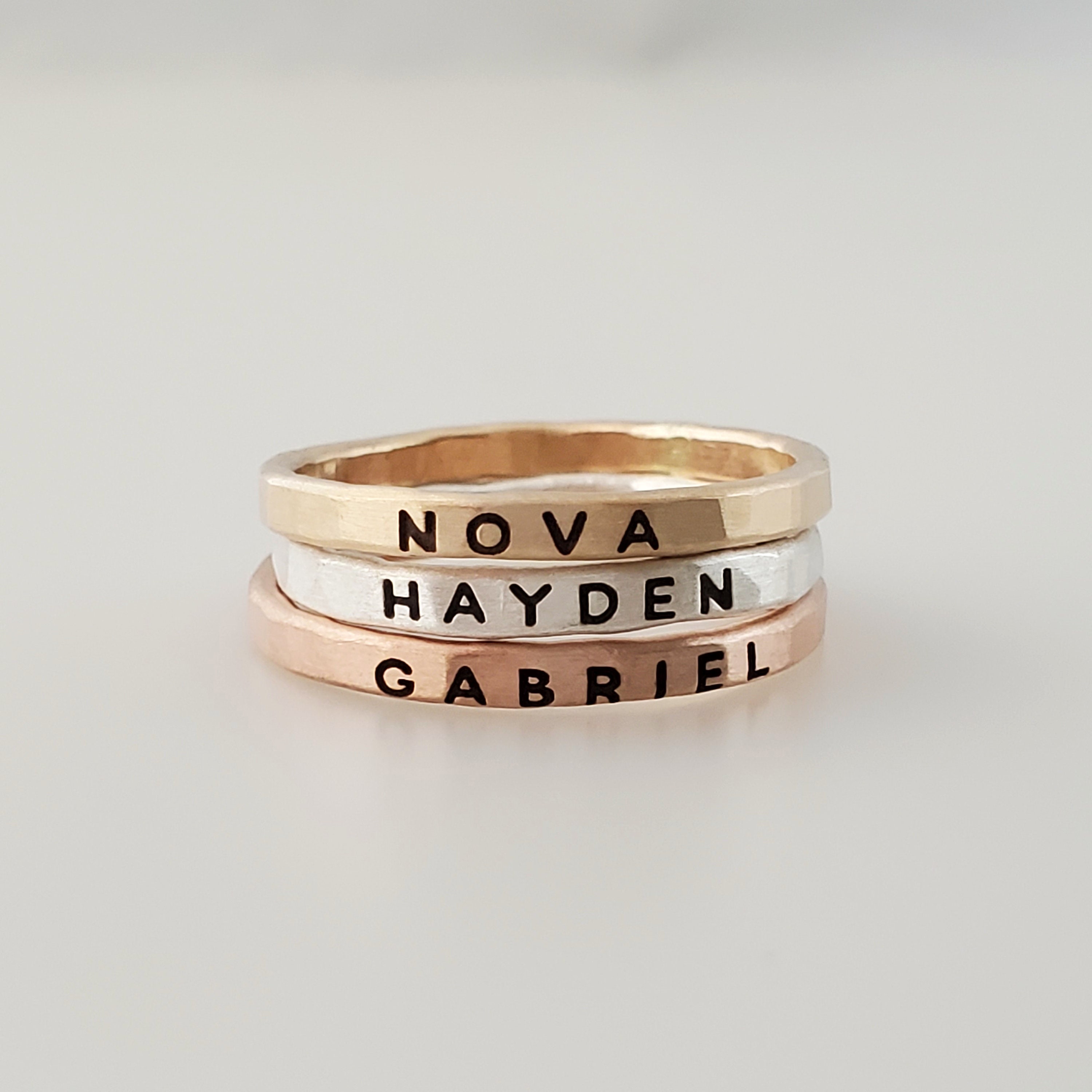 Stackable Name Rings Gift for Mom Wife 