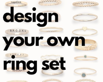 Stacked Name Rings | Stackable Rings | Design Ring Set | Personalized Mom Gift | Stacking Custom Rings | Mother Gift for Her | Mom Jewelry