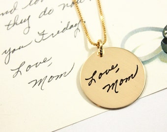 Collar personalizado con escritura a mano grabada, joyería personalizada con firma, regalo conmemorativo, plata de ley, chapado en oro, regalo para el Día de la Madre