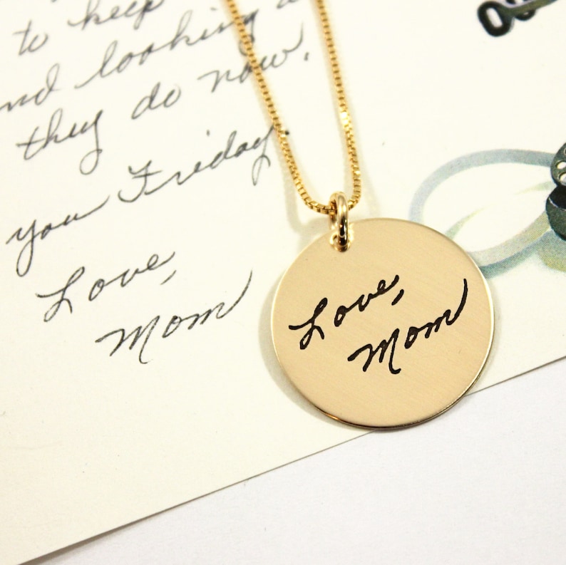Custom Handwriting Necklace Yellow Gold Filled Silver Remembrance Memorial Rose Gold Filled Handwriting Signature Necklace