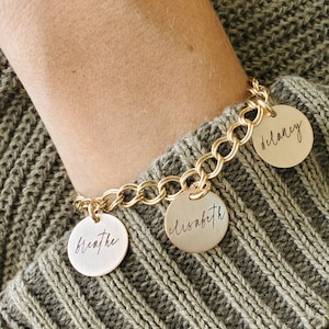 Gift for Her | Name Charm Bracelet | Charm Bracelet with Names | Personalized Bracelet  | Gold Name Bracelet | Mom Jewelry | Mom Bracelet