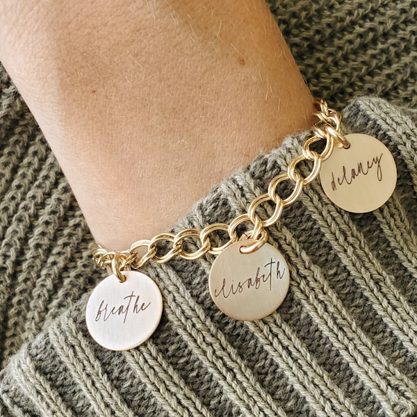 Name Charm Bracelet Etsy