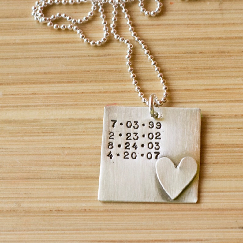 Special Dates Jewelry Birthday Necklace Sterling silver birthdate necklace Tagyoureitjewelry Personalized Dates Necklace