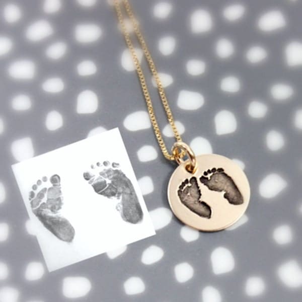 Mother's Day Gift | Footprint Necklace | Footprint Jewelry | Yellow Gold Necklace |  Stillbirth Necklace | Newborn Necklace