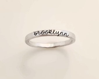 Stackable Name Ring | Silver Name Ring | Custom Ring | Personalized Hand Stamped Jewelry | Skinny Name Ring | Mother's Day Rings