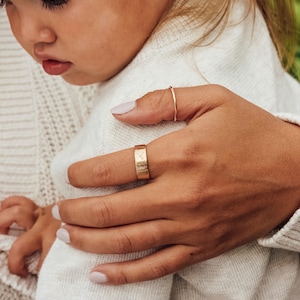 Ring Band: Solid Gold Textured Ring, 10k Thick Gold Band, Handmade Jewelry, Gift For Her, Unique Textured Design