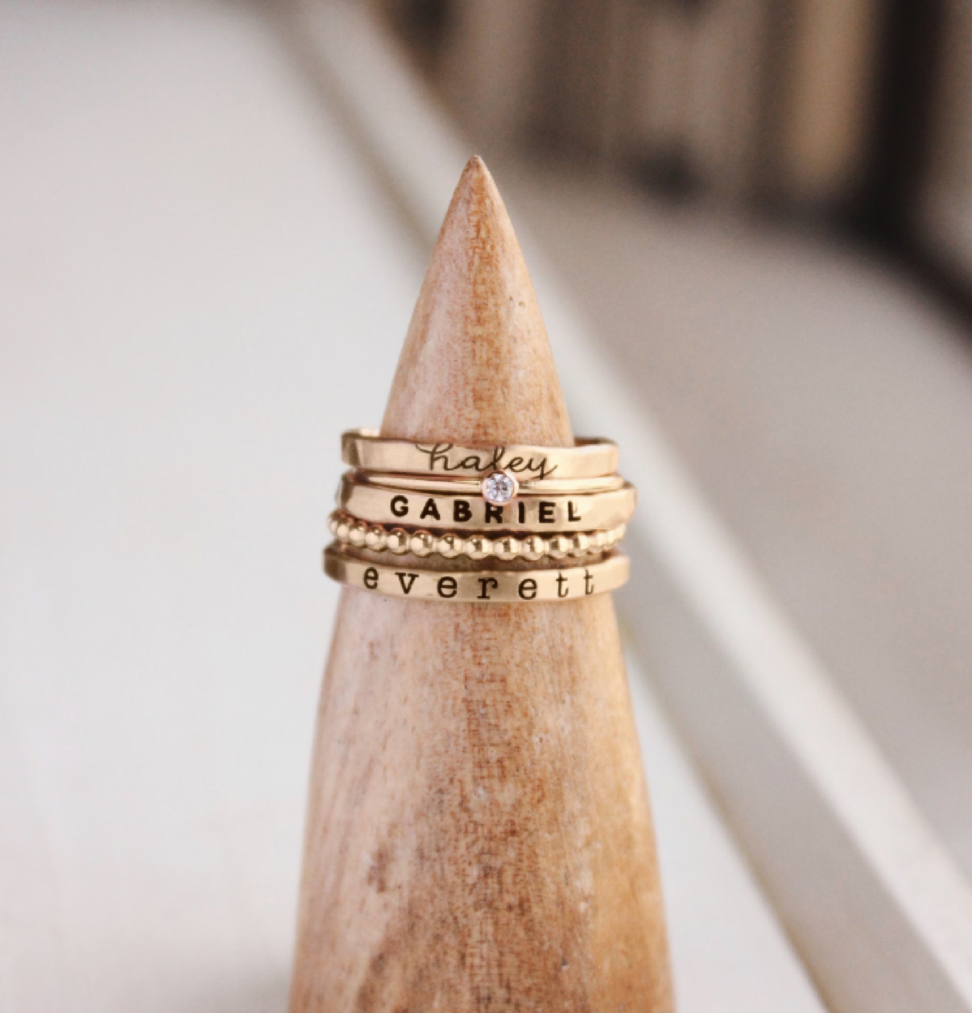 Gold Filled Ring Set | Stackable Name Rings | Personalized Jewelry | Gold Name Rings| Mother's Ring | the Harper | Gift for Her