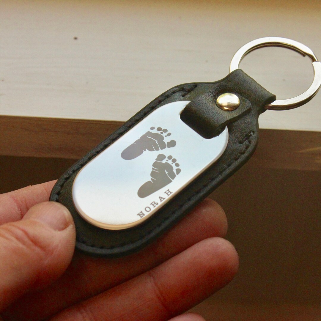 Footprint Keychain for Dad Men's Keychain of Baby's Etsy