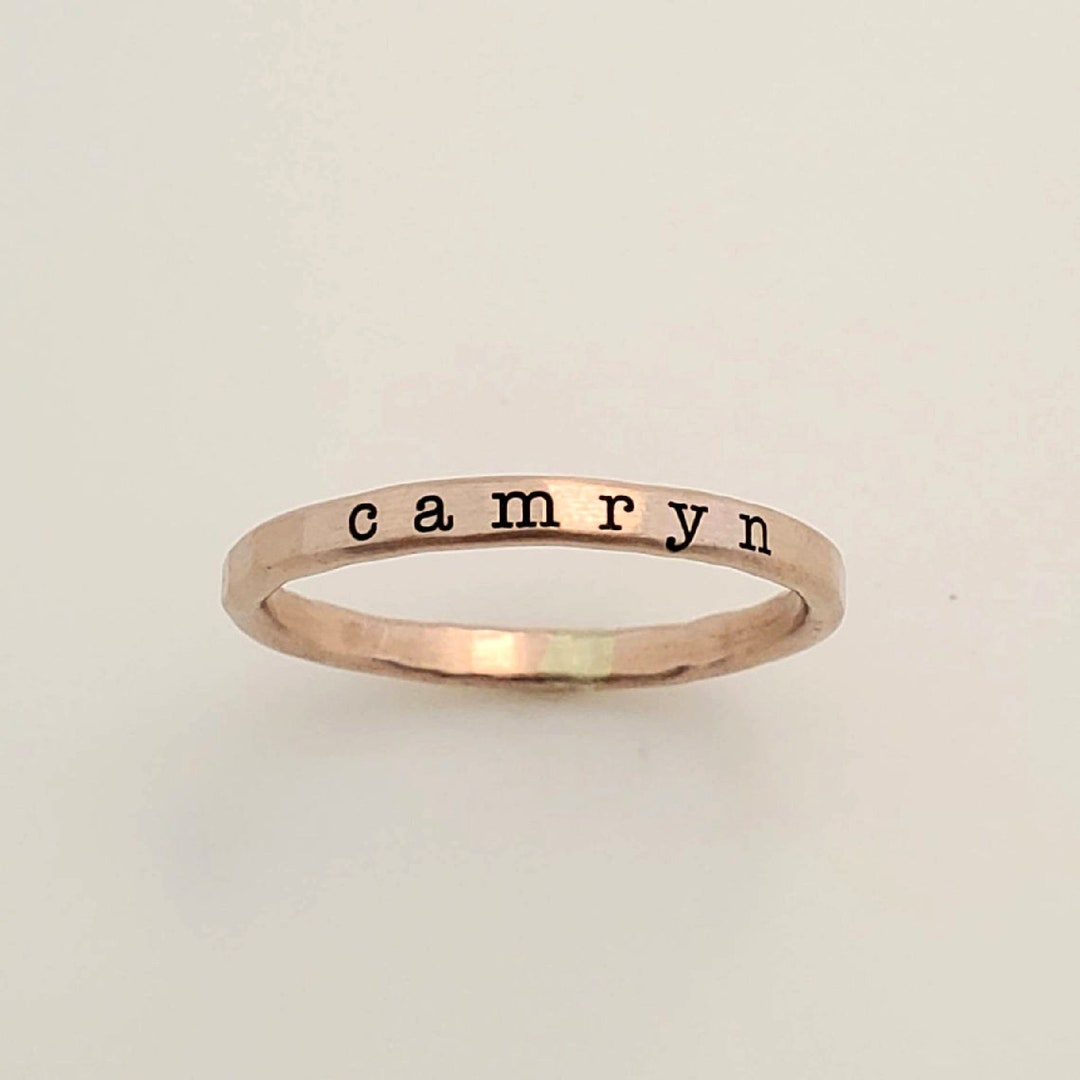 Ring With Name Rose Gold Skinny Name Ring Mom Ring Kids Name Ring ...