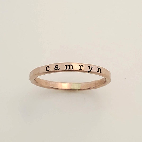 Stacking Ring with Name | Rose Gold Skinny Name Ring | Mom Ring | Kids Name Ring | Stackable Name Ring | Personalized Ring