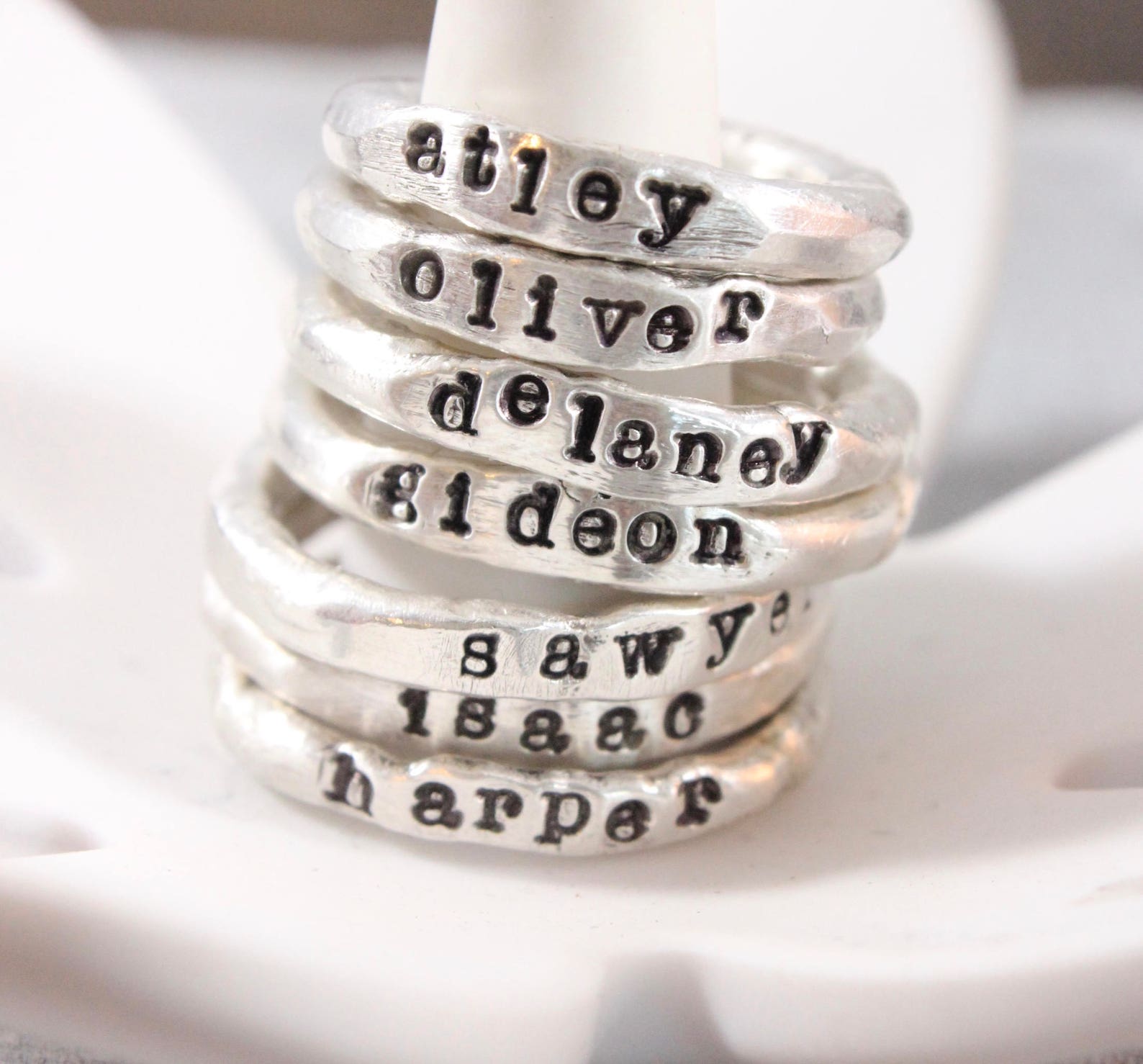 Stacking Rings with Names Stackable name rings Thick rings Etsy