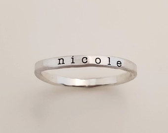 Stackable Name Ring | Stacked Name Rings | Silver Ring | Mom Rings | Personalized Jewelry | Custom Jewelry | Stacking Rings