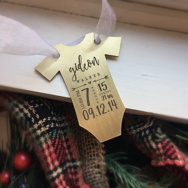 Baby's First Christmas Ornament | Baby Stats Ornament | Holiday Decor | Rustic Holiday Decor | Home Decor