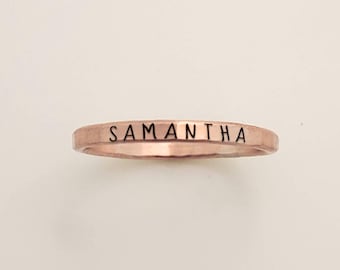 Rose Gold Filled Stacking Name Ring | Personalized Stackable Mother's Ring | Mother's Day Gift