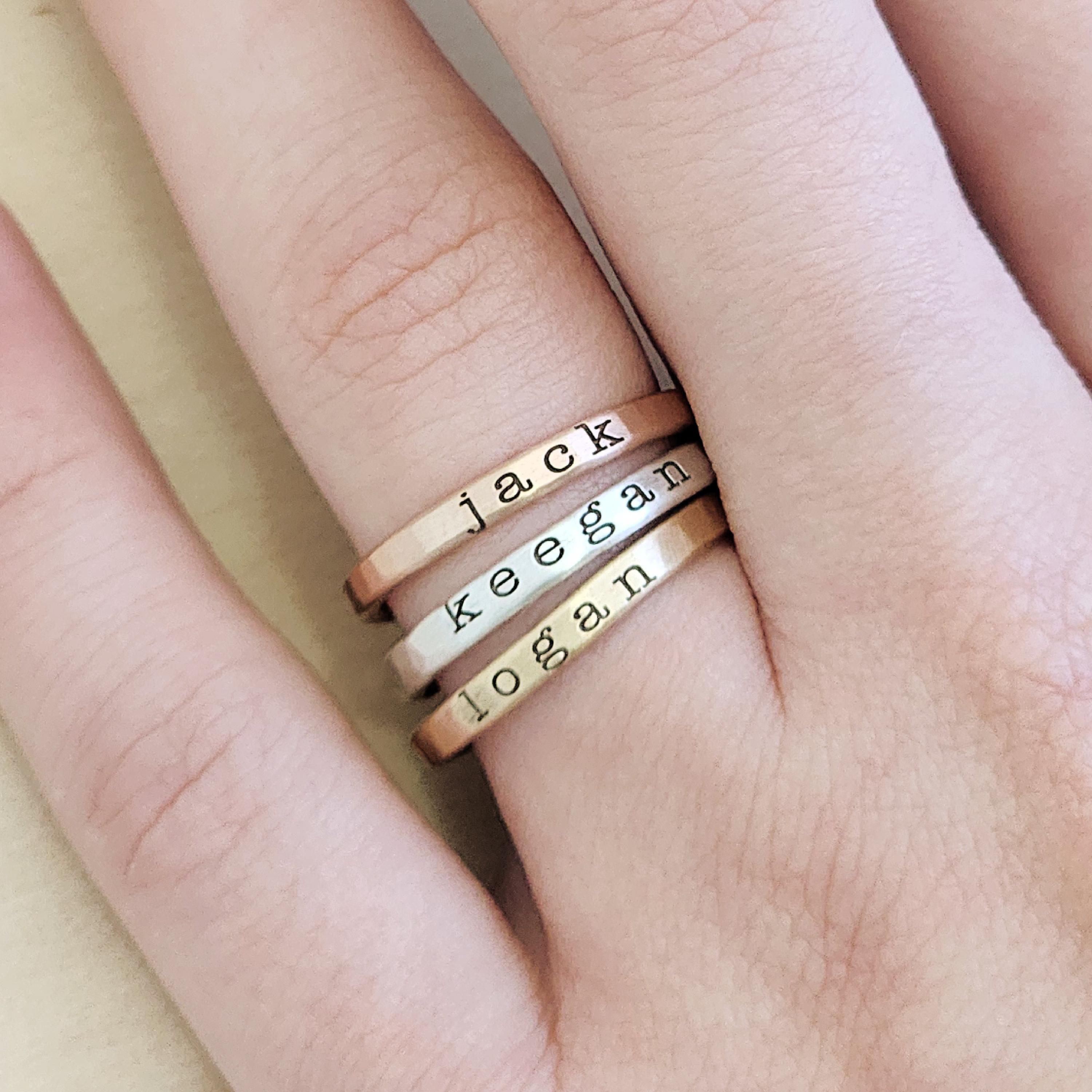 Personalized Stacking Name Ring | 14k Gold Filled, Rose Gold, or Silver ...