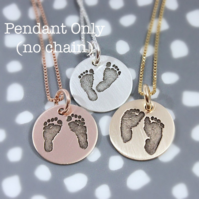 Mixed metal customized footprint necklace pendant