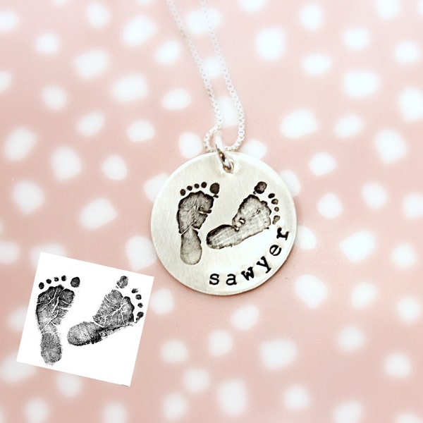 Actual Footprints Necklace | New Mom Necklace | Stillbirth | Remembrance Memorial Necklace | Silver | Rose Gold | Yellow Gold
