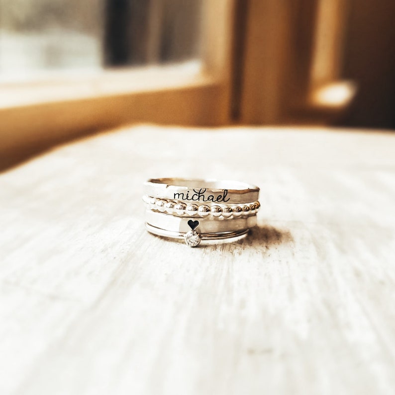 Silver stackable ring set