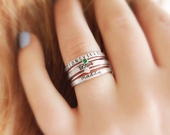 Back to School Jewelry | Class Ring Set | Stackable Class Rings | Affordable Class Rings | Graduation Rings | High School Rings