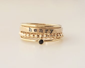 Stackable Name Rings | 14k Gold Filled Name Rings| Stackable Name Rings | Mom Rings | Gold Ring Set | Kids Name Rings | the Everly