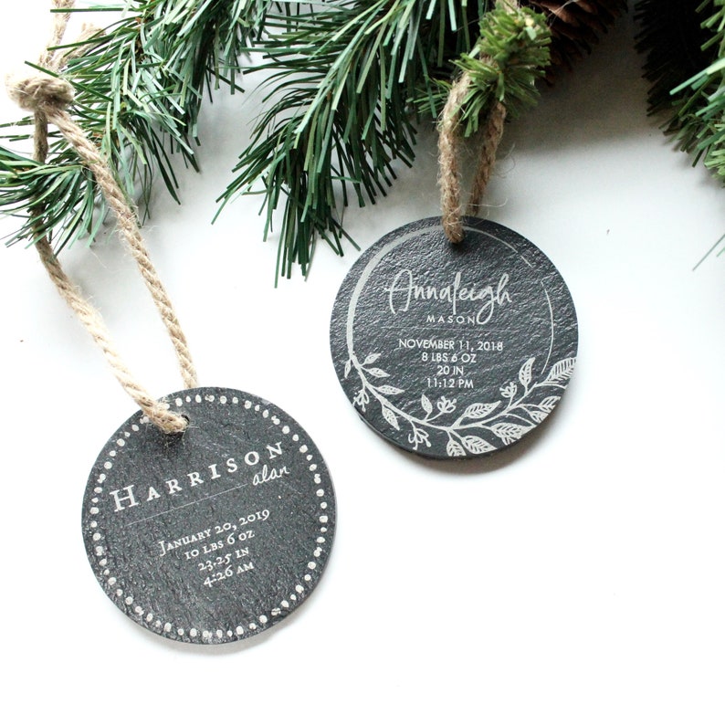 Baby Statistics Ornament Baby's First Mother's Day Ornament Baby Gift Slate Ornament Farmhouse Style Baby Ornament Home Decor image 6