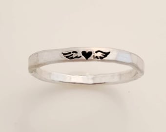 Angel Wing Ring, | Angel Ring | Remembrance Jewelry | Stacking Angel Wing Ring | Stacked Angel Ring | Miscarriage Ring | Grief Ring