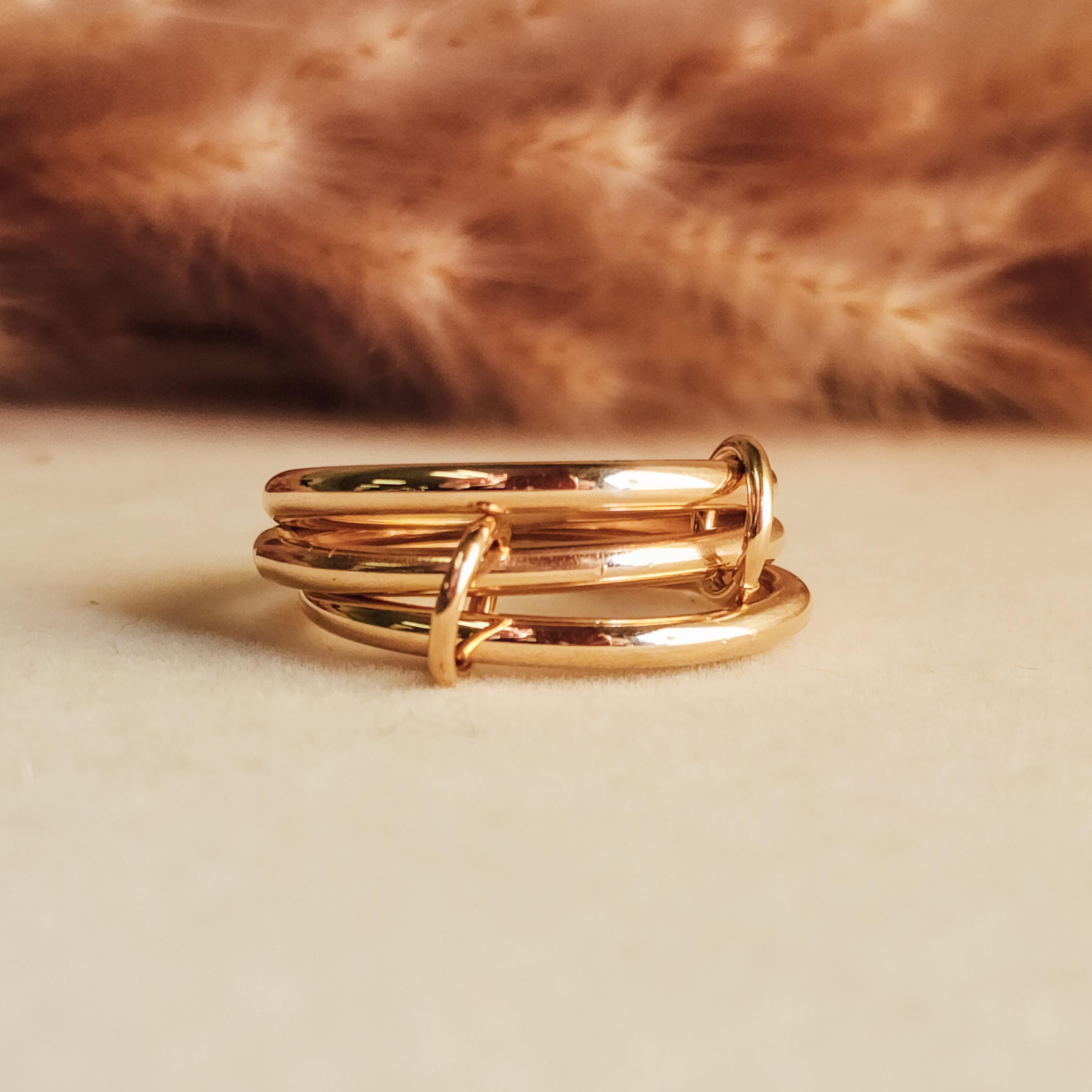 Gold and Silver Connected Ring Set, Linked Stacking Bands | Mother's ...