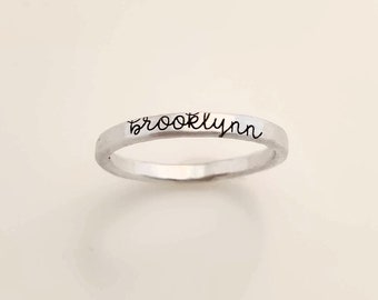 Stackable Rings | Cursive Font | Stackable Name Ring | Name Ring | Personalized Ring | Skinny Name Ring | Mom Ring