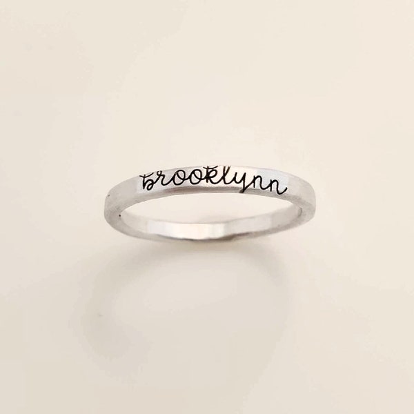 Stackable Rings | Cursive Font | Stackable Name Ring | Name Ring | Personalized Ring | Skinny Name Ring | Mom Ring